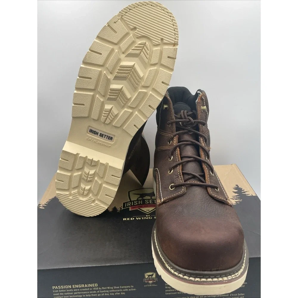 Irish Setter Red Wing Kittson Steel‎ Toe Work Boots Brown Leather Mens Size 14 D